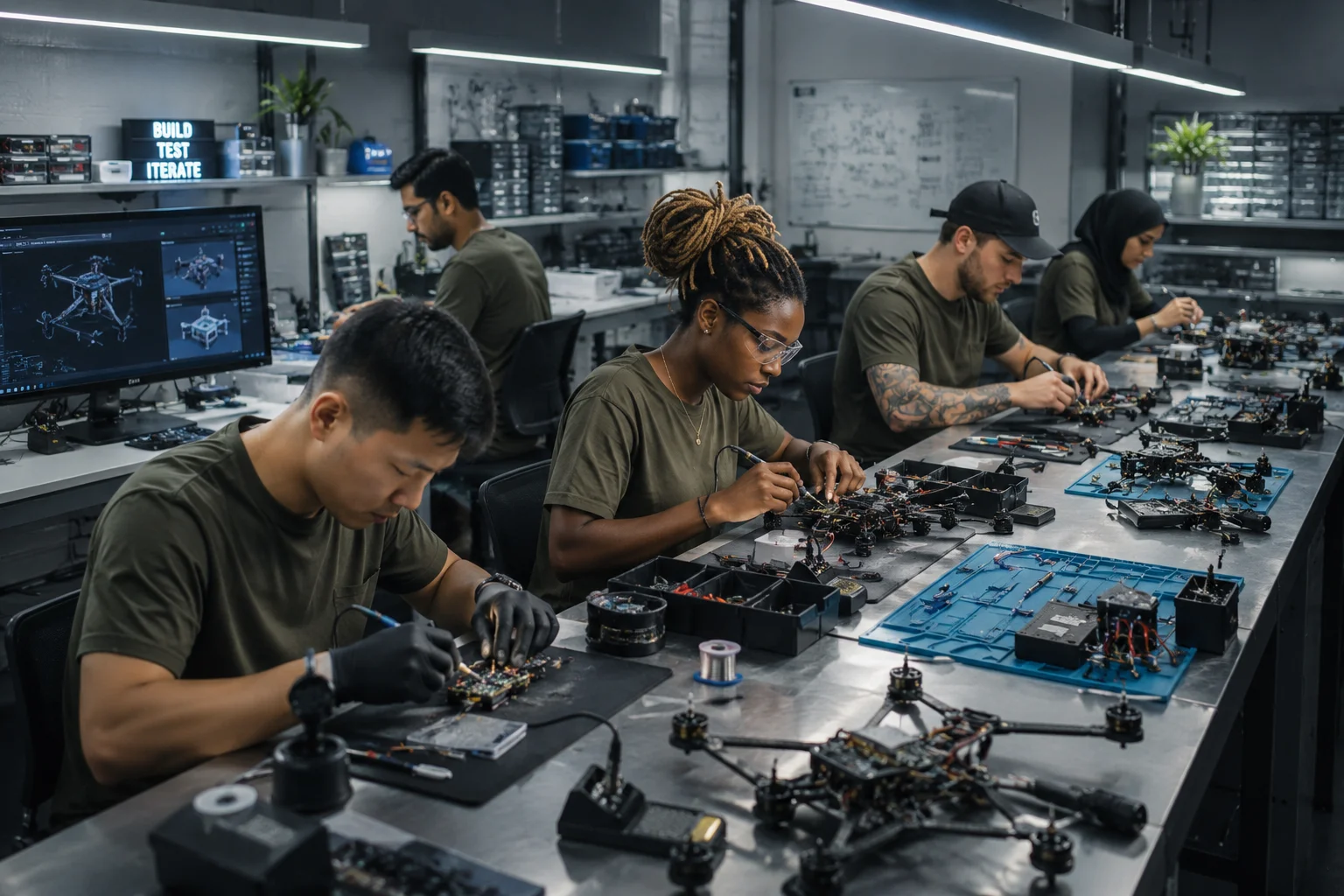 Drone engineering laboratory and production benches